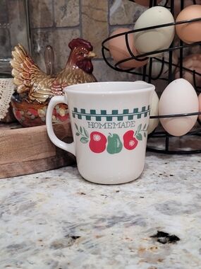 Corningware White Ceramic 'Homemade' Mug with Red & Green Fruit Motif
